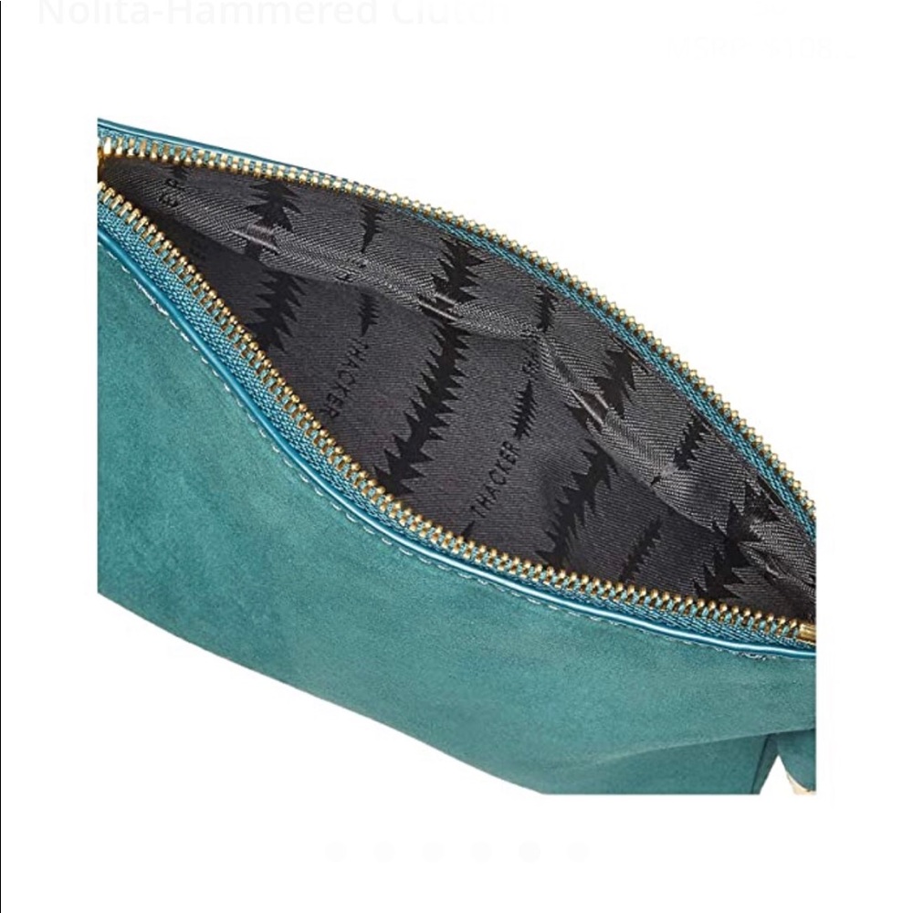 THACKER Goldtone ring handle Hammered Clutch - Picture 5 of 9